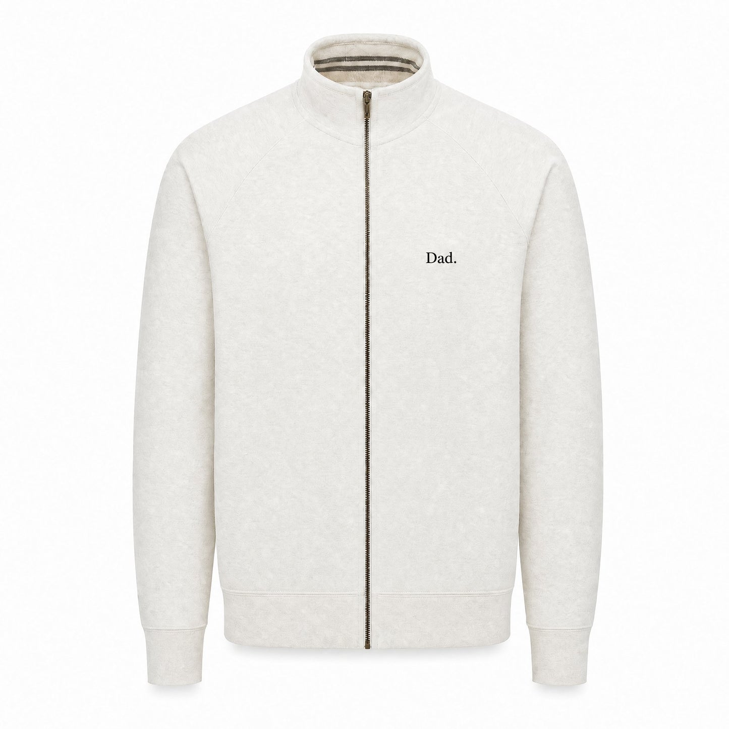 "Dad." Vintage Fleece Track Jacket in Oatmeal — Flat Lay 2 | Merchcraft