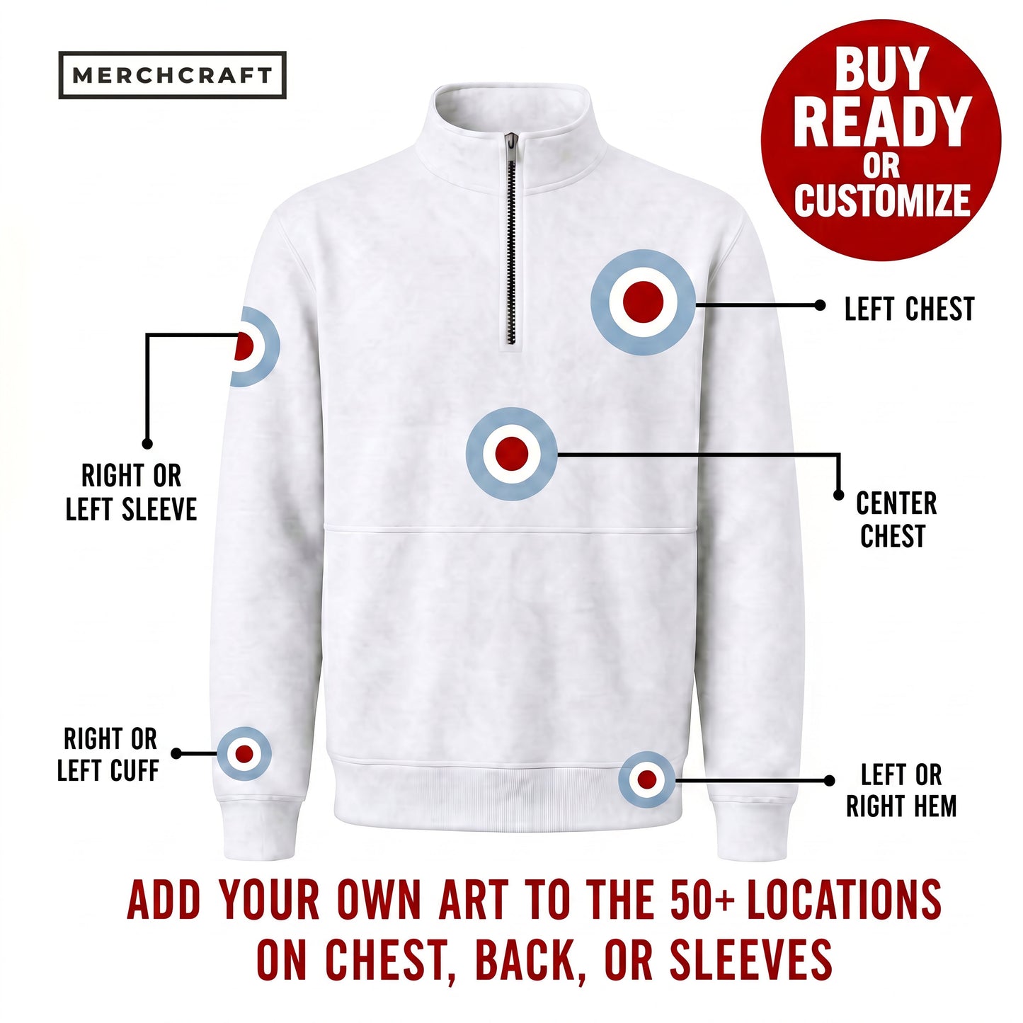 Custom Vintage Fleece Full Zip Sweater – Customization Example | Merchcraft