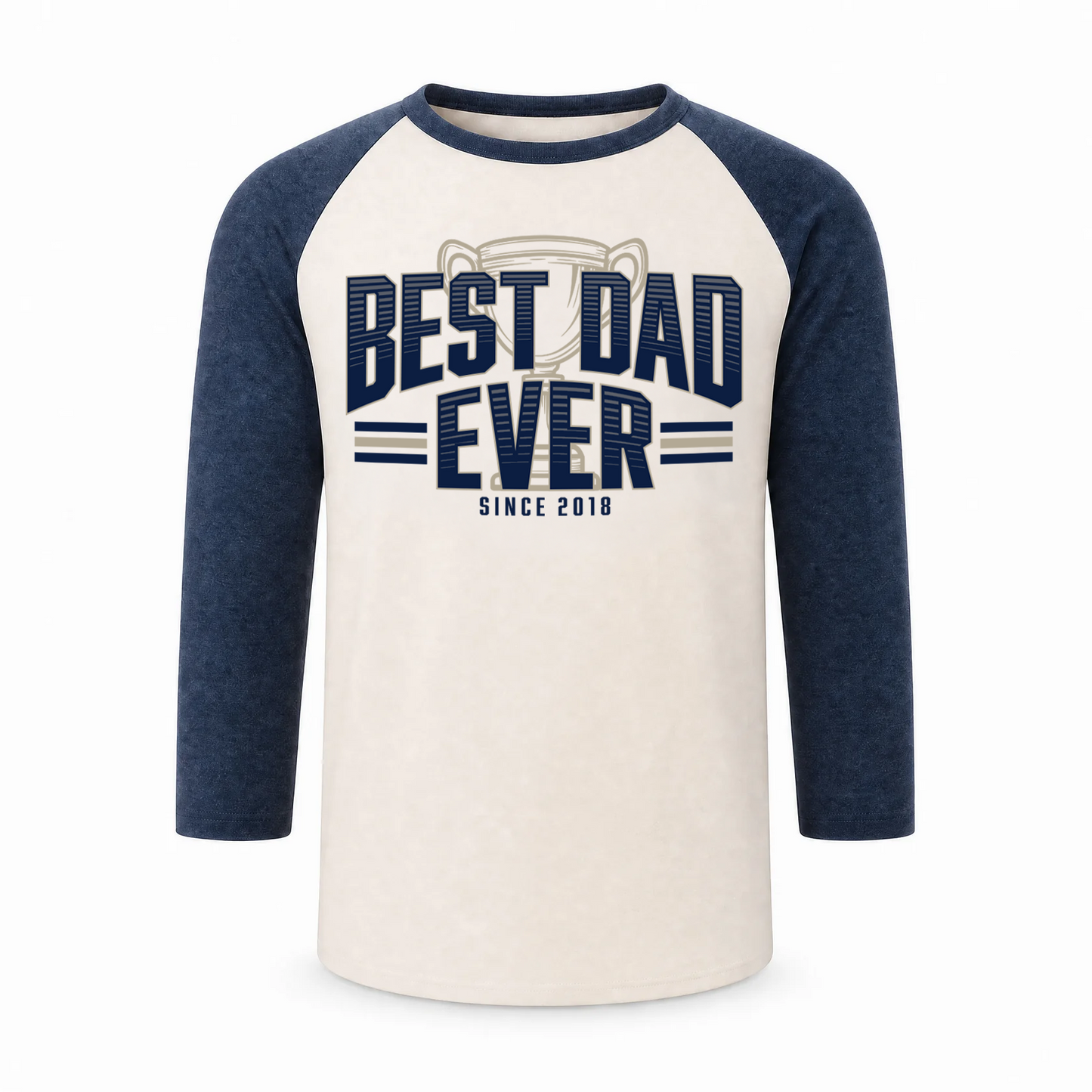Father's Day Gift "Best Dad" Print | Customize Year | Classic Baseball Three-Quarter Sleeve T-Shirt