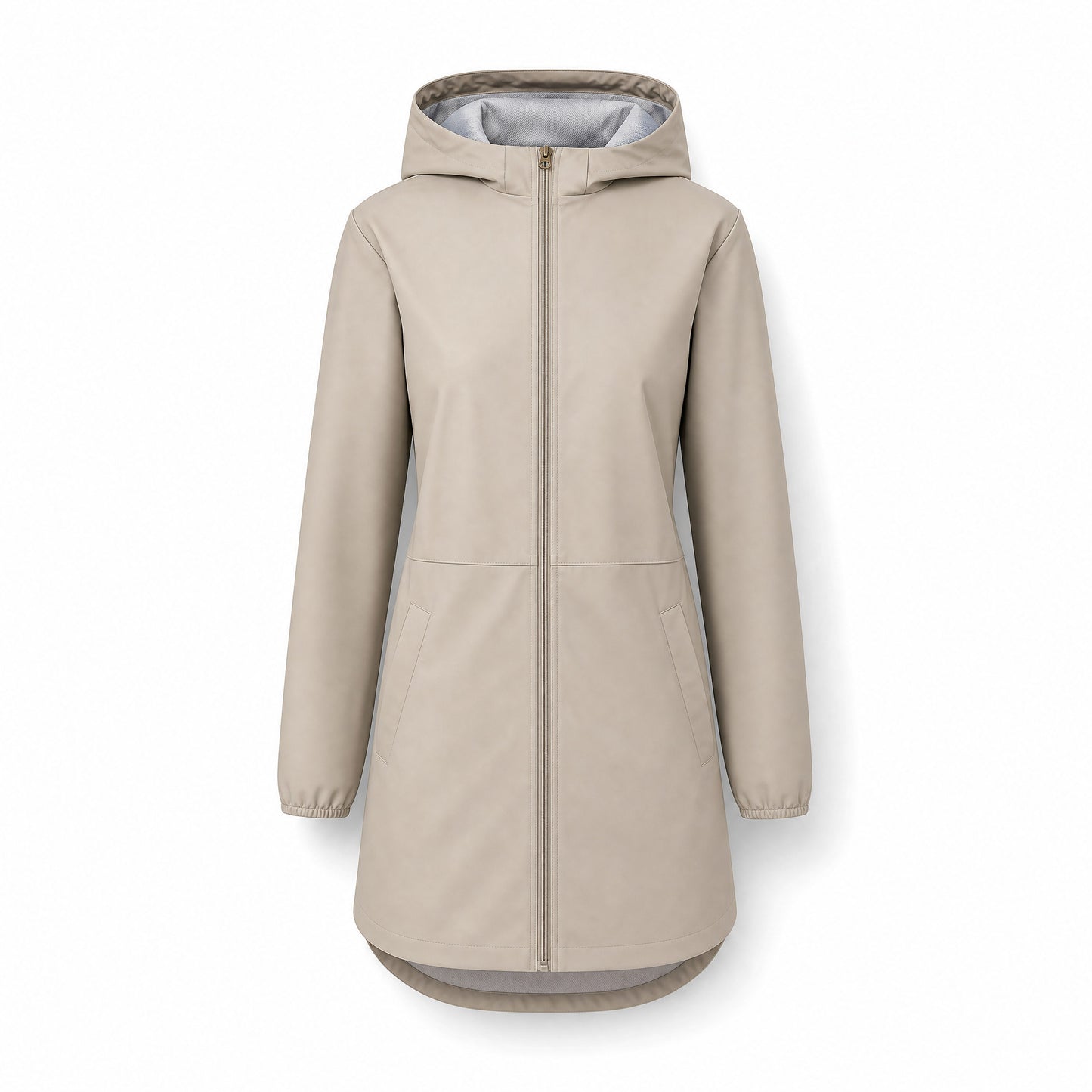 Custom Vintage Long Rain Jacket Slim Fit in Khaki | Merchcraft
