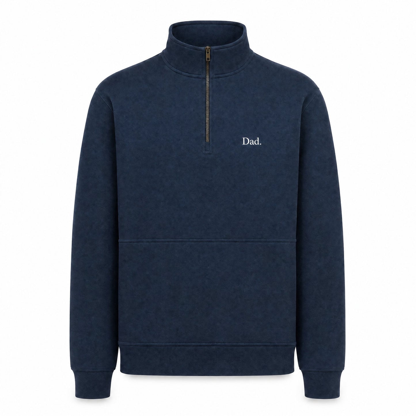 "Dad." Vintage Fleece Quarter Zip in Navy — Flat Lay | Merchcraft