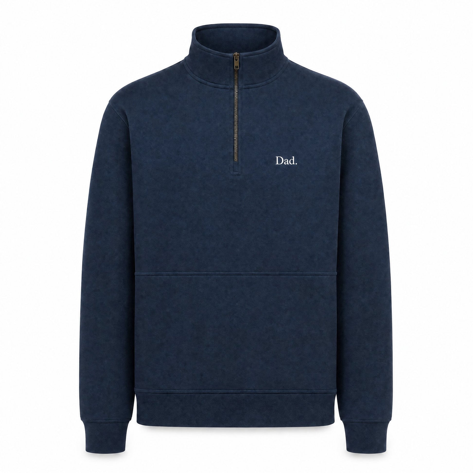 "Dad." Vintage Fleece Quarter Zip in Navy — Flat Lay | Merchcraft