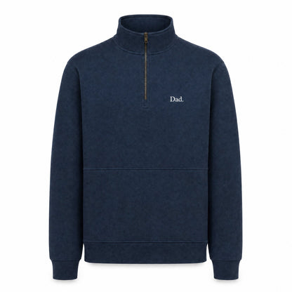 "Dad." Vintage Fleece Quarter Zip in Navy — Flat Lay | Merchcraft