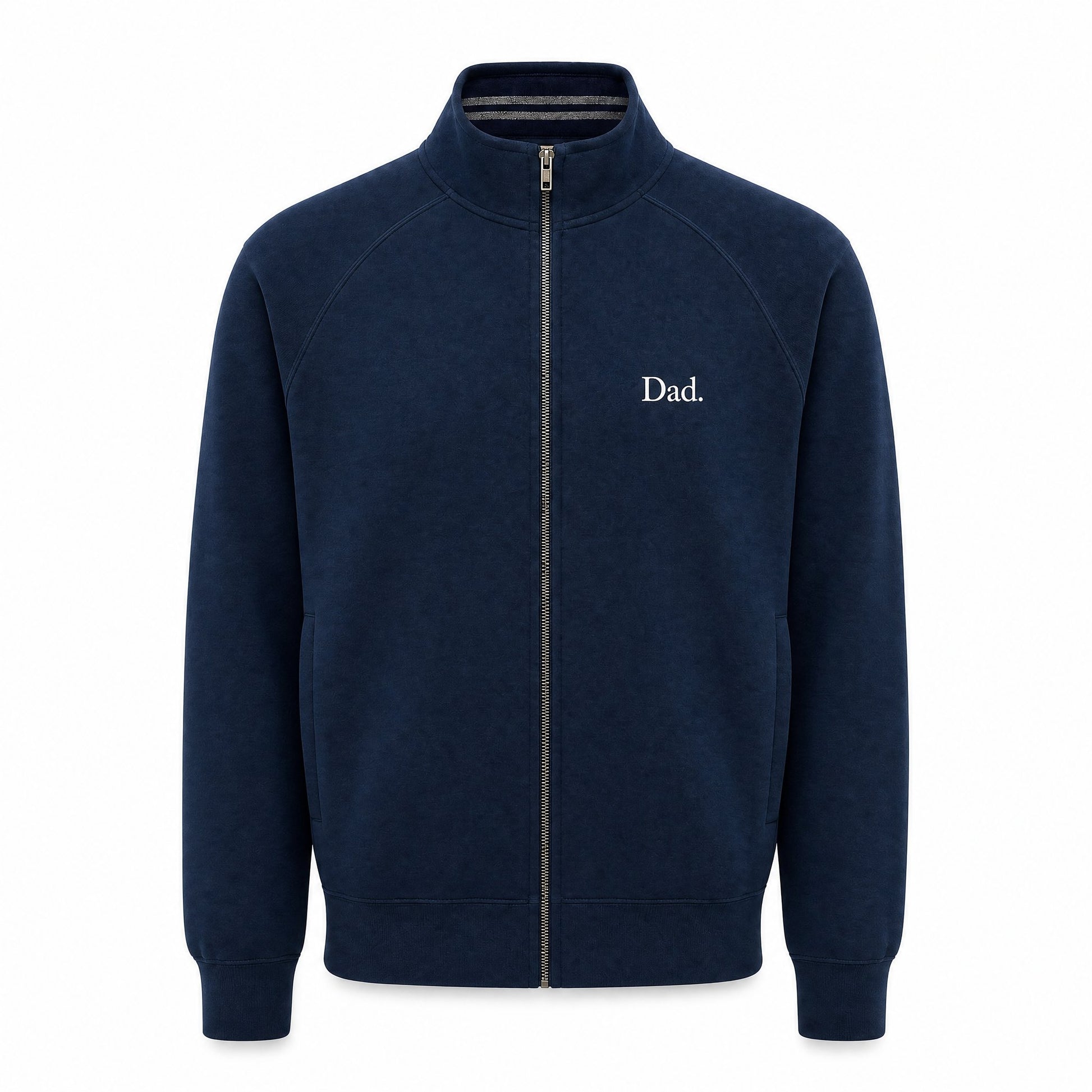 "Dad." Vintage Fleece Track Jacket in Navy — Flat Lay 2 | Merchcraft