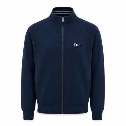 "Dad." Vintage Fleece Track Jacket in Navy — Flat Lay 2 | Merchcraft