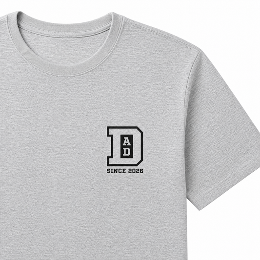 Custom T-Shirt Father's Day — "Dad" Block Design | Customize Year | Organic Cotton