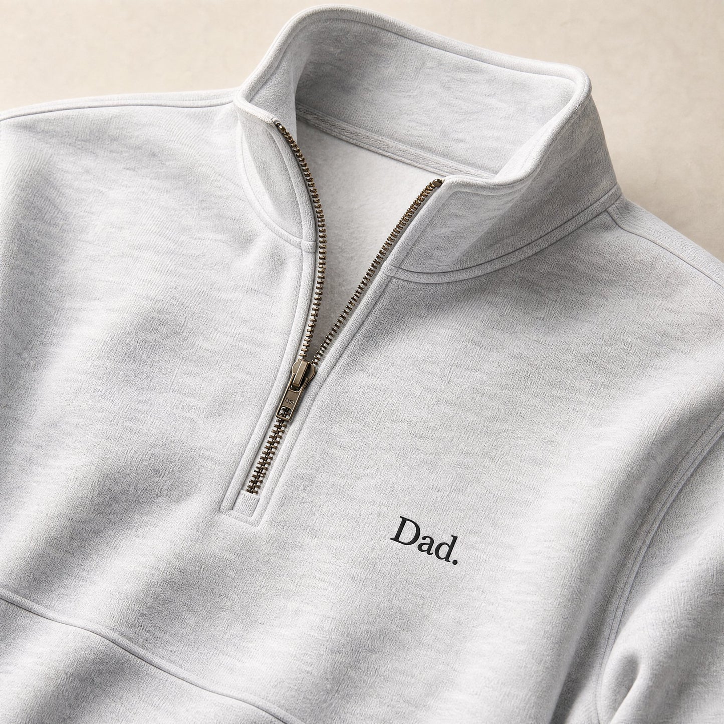"Dad." Vintage Fleece Quarter Zip in Ash Grey — Flat Lay | Merchcraft