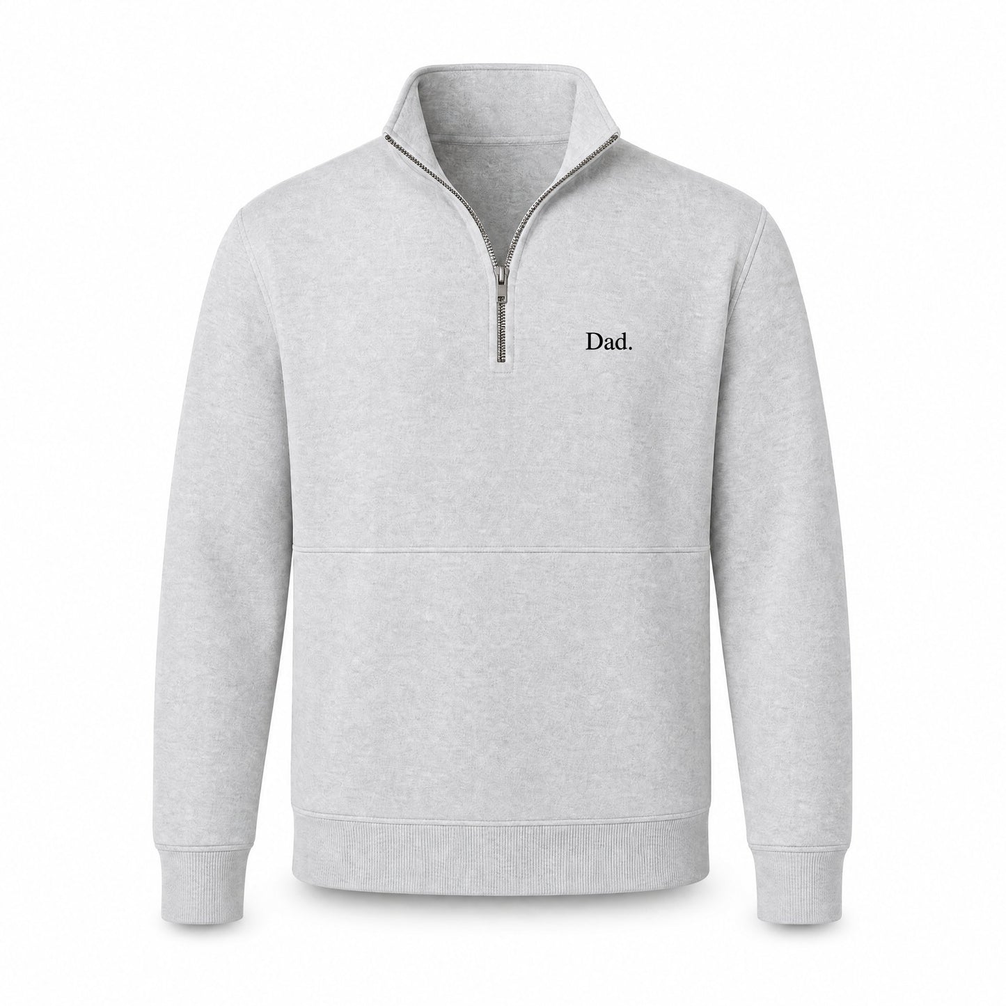 "Dad." Vintage Fleece Quarter Zip in Ash Grey — Flat Lay | Merchcraft