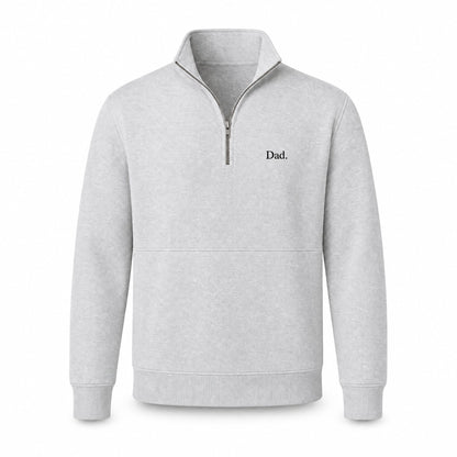 "Dad." Vintage Fleece Quarter Zip in Ash Grey — Flat Lay | Merchcraft