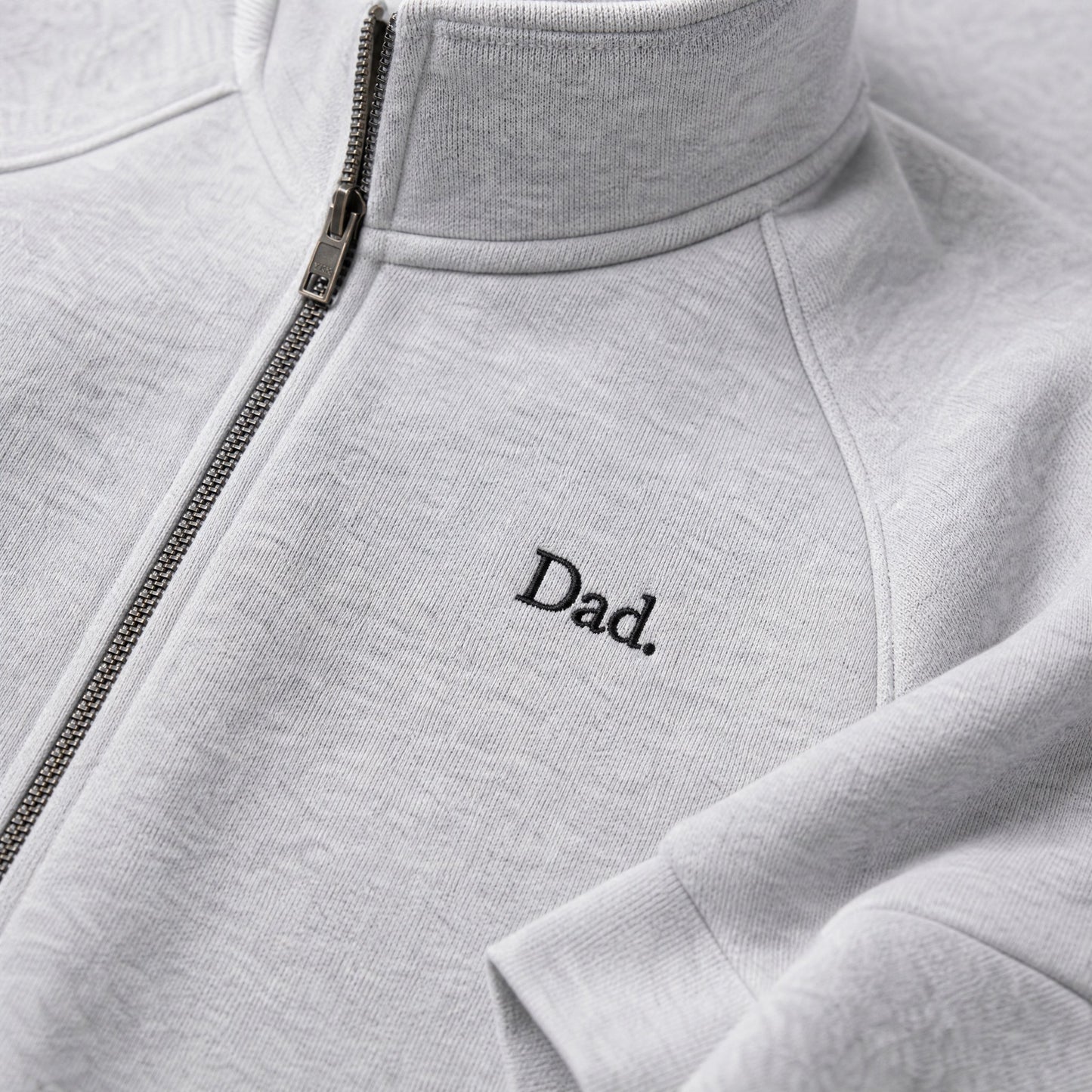 "Dad." Vintage Fleece Track Jacket in Gray — Flat Lay | Merchcraft