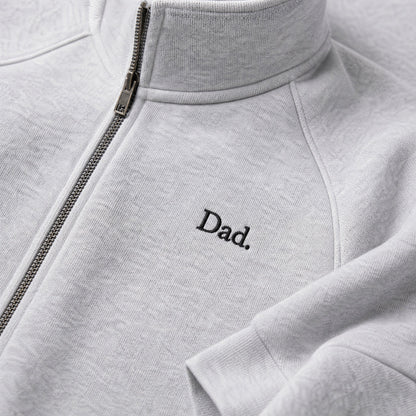 "Dad." Vintage Fleece Track Jacket in Gray — Flat Lay | Merchcraft