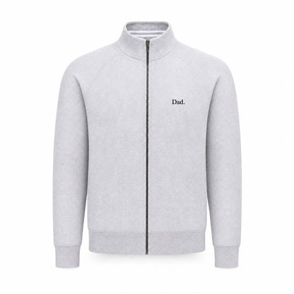 "Dad." Vintage Fleece Track Jacket in Gray — Flat Lay Detail | Merchcraft
