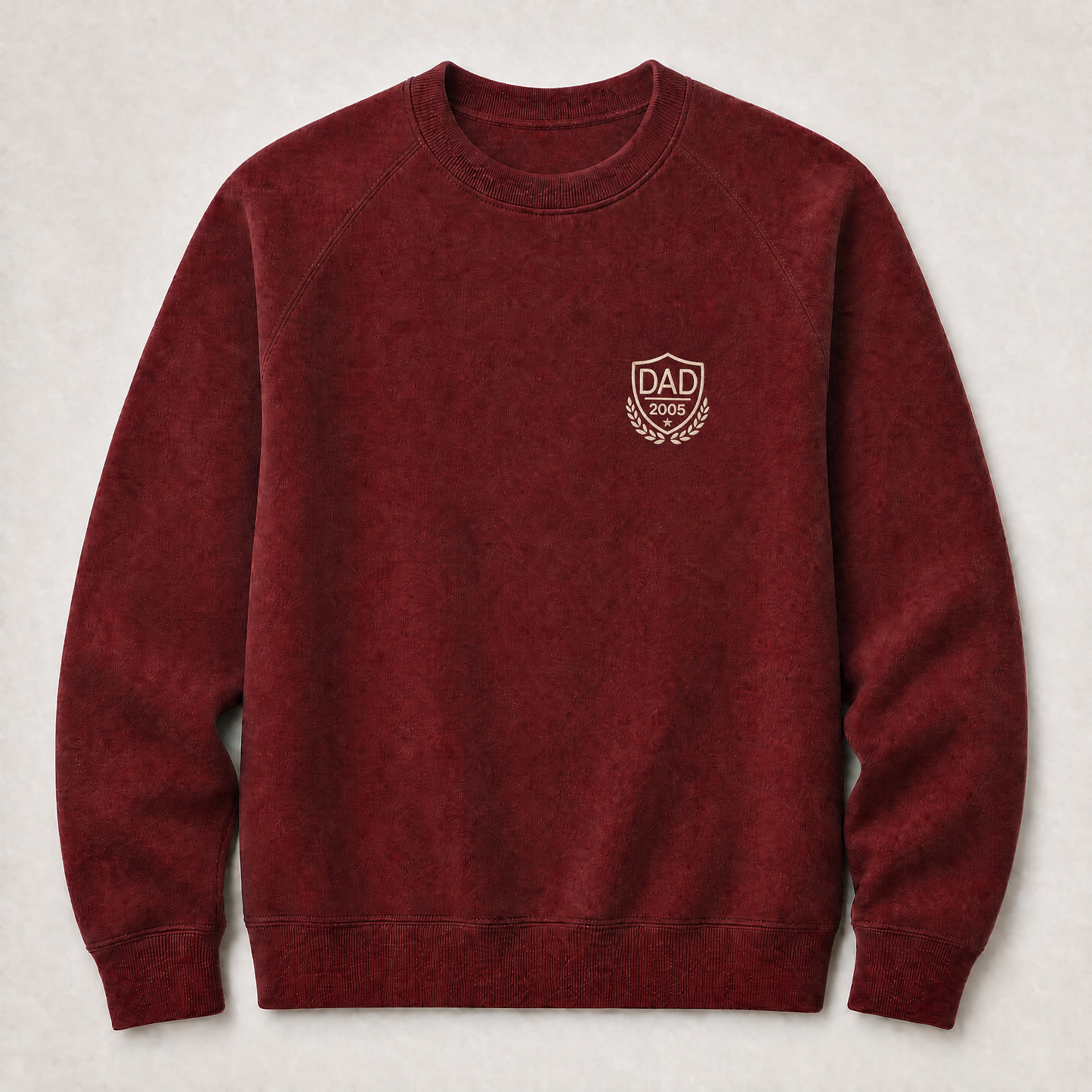 Father's Day Crewneck for Dad — "Dad" Shield Print | Customize Year | Vintage Fleece