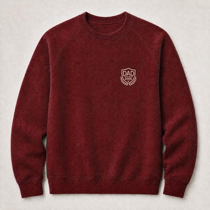 Father's Day Crewneck for Dad — "Dad" Shield Print | Customize Year | Vintage Fleece