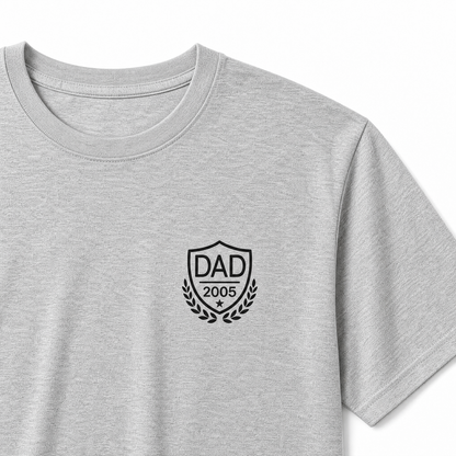 Custom T-Shirt Father's Day — "Dad" Shield Print | Customize Year | Organic Cotton