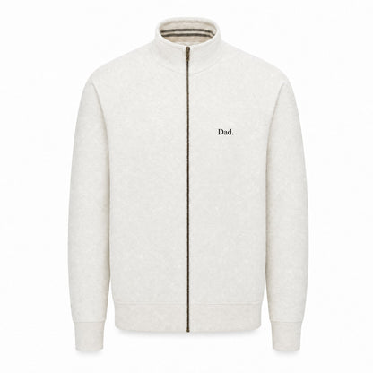 "Dad." Vintage Fleece Track Jacket in Oatmeal — Flat Lay 2 | Merchcraft