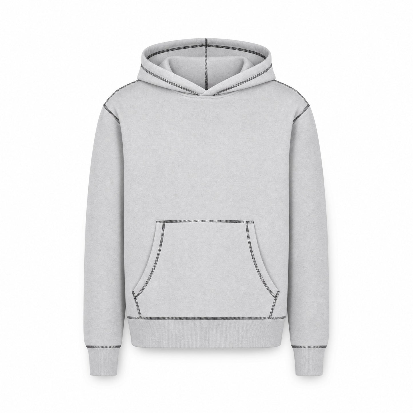 Custom Fleece Hoodie Sweater with Contrast Stitching in Ash Grey | Merchcraft