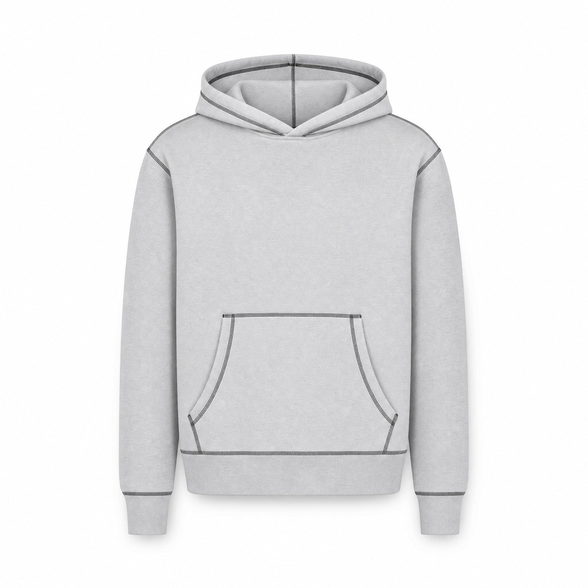Custom Fleece Hoodie Sweater with Contrast Stitching in Ash Grey | Merchcraft