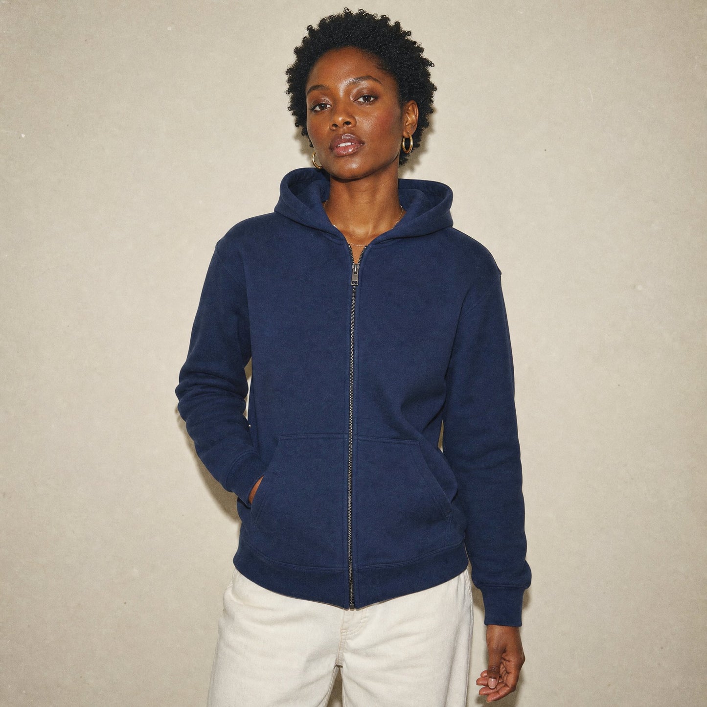 Custom Vintage Fleece Full Zip Sweater – Detail View | Merchcraft