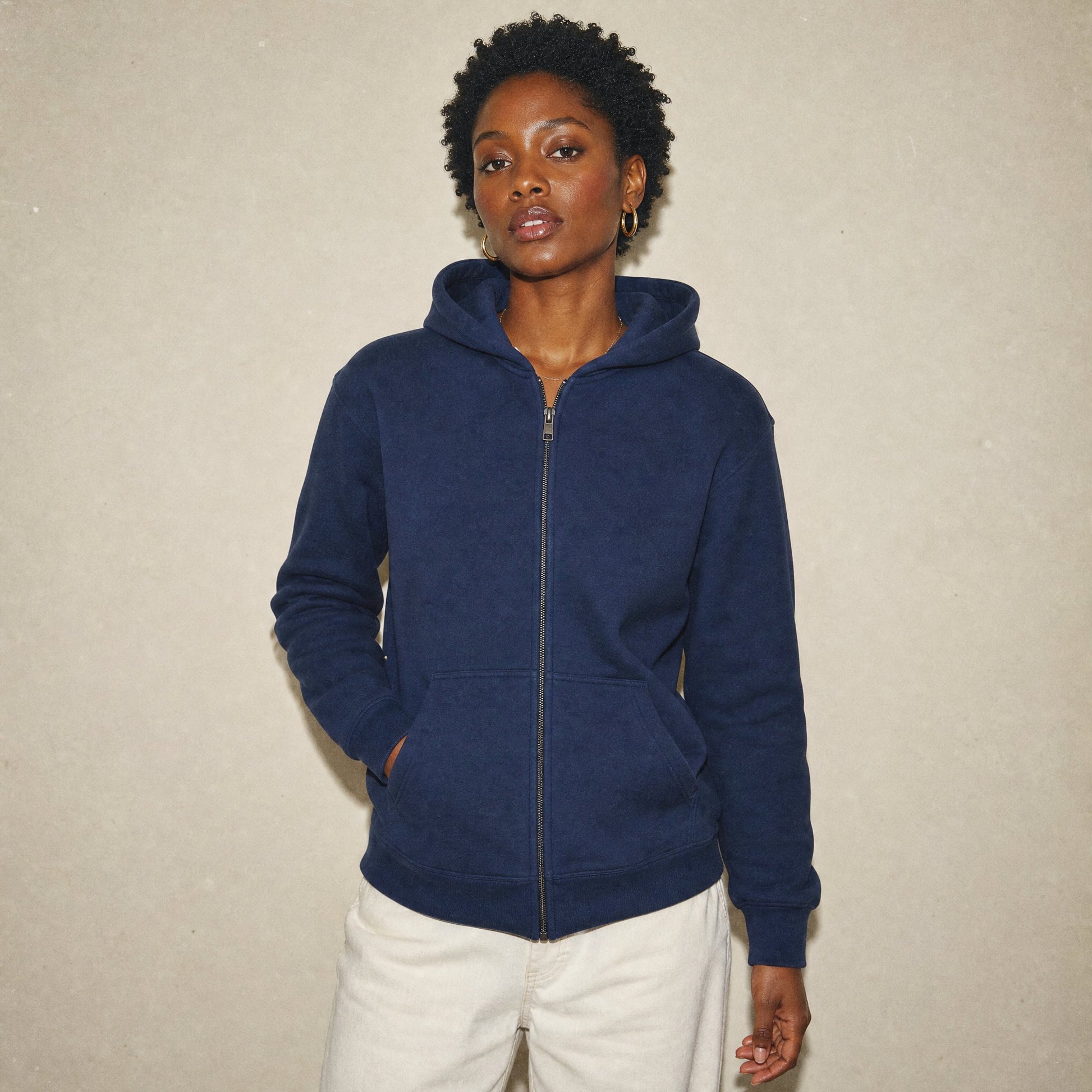 Custom Vintage Fleece Full Zip Sweater – Detail View | Merchcraft