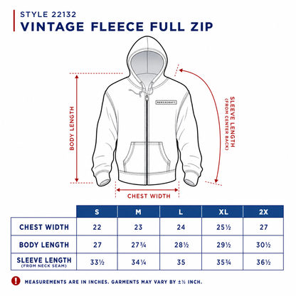 Custom Vintage Fleece Full Zip Sweatshirt