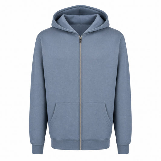 Custom Vintage Heathered Fleece Full Zip Sweater in Light Denim Htr | Merchcraft