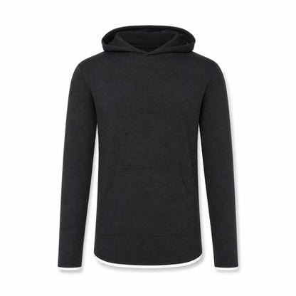 Custom Classic Long Sleeve Hoodie T-Shirt in Black | Merchcraft