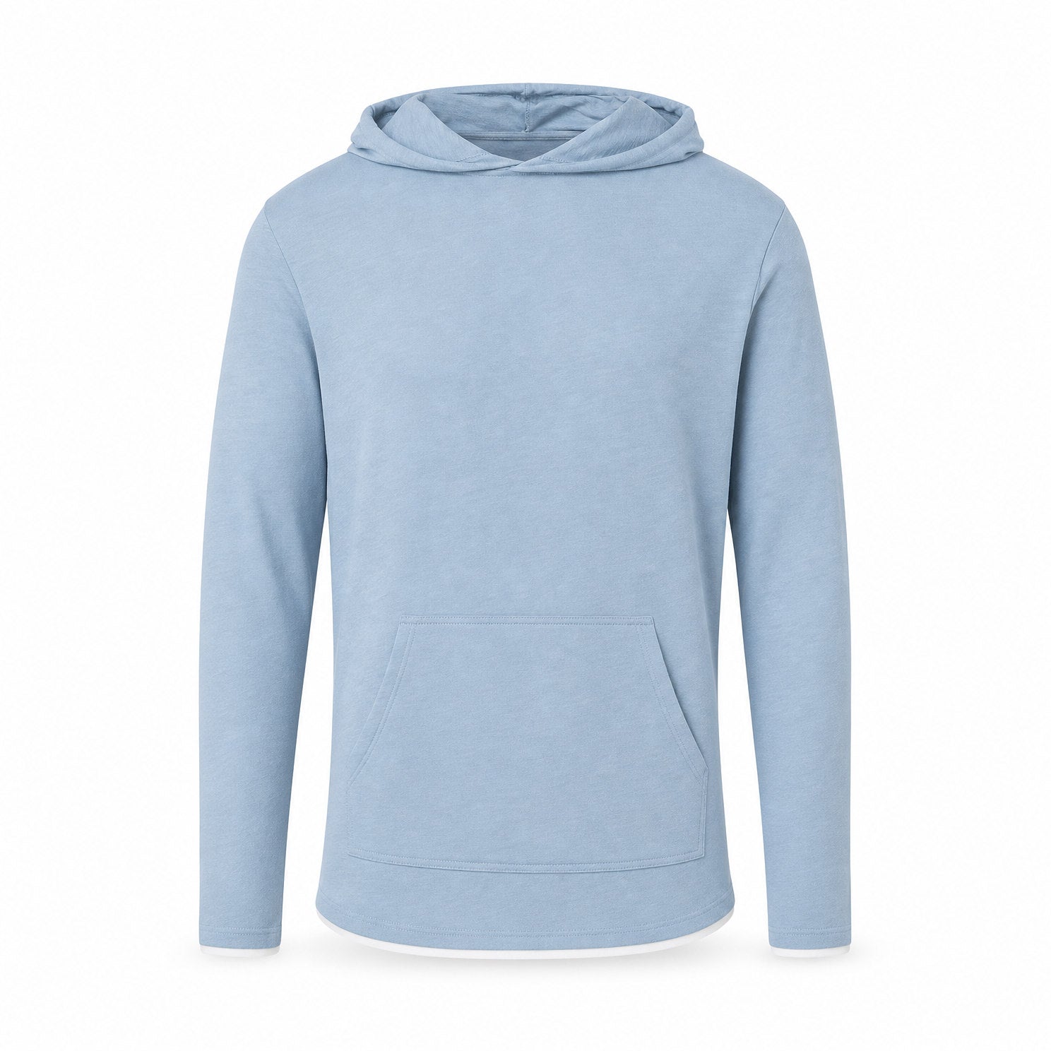 Custom Classic Long Sleeve Hoodie T-Shirt in Light Denim Htr | Merchcraft