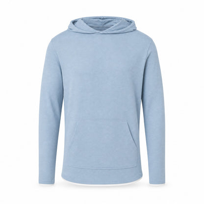 Custom Classic Long Sleeve Hoodie T-Shirt in Light Denim Heather | Merchcraft