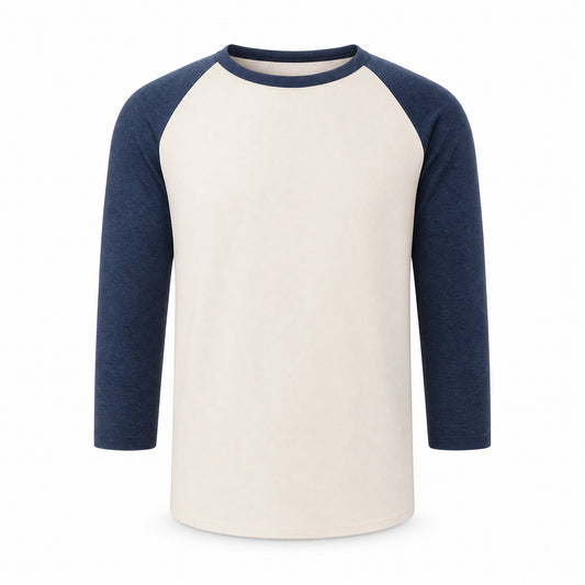 Custom Classic Baseball Three-Quarter Sleeve T-Shirt in Indigo | Merchcraft