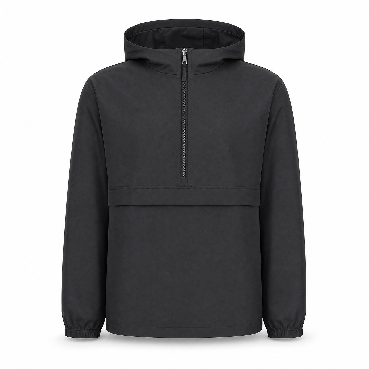 Custom Quarter Zip Windbreaker Jacket with Front Pocket in Black | Merchcraft