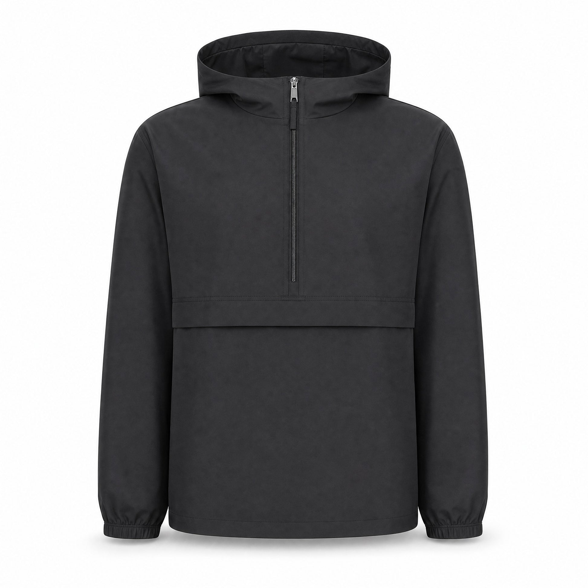Custom Quarter Zip Windbreaker Jacket with Front Pocket in Black | Merchcraft