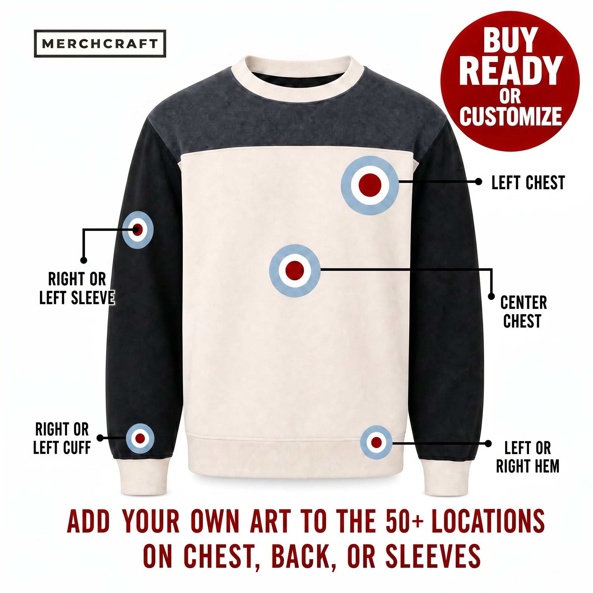 Custom Colorblock Crewneck Sweater – Customization Example | Merchcraft