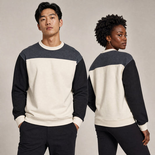 Custom Colorblock Crewneck Sweater – Lifestyle 1 | Merchcraft
