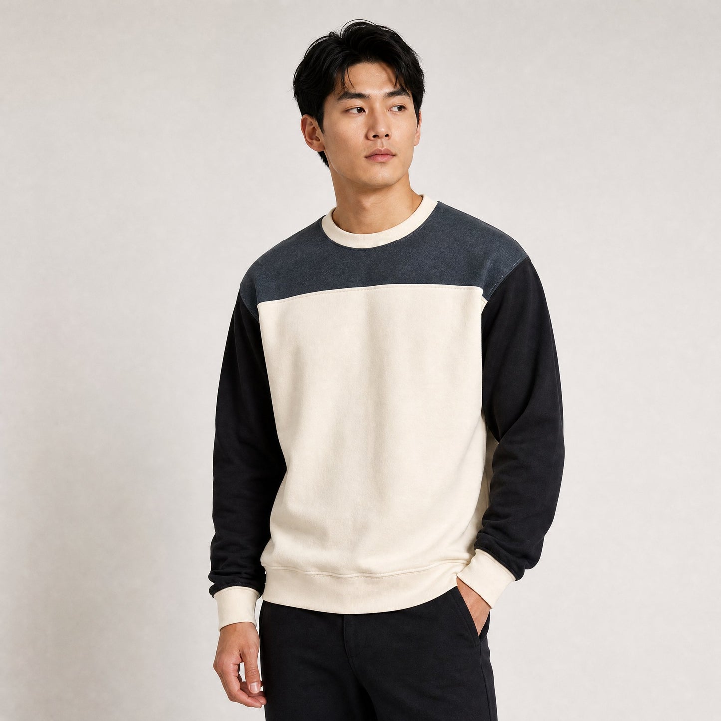 Custom Colorblock Crewneck Sweater – Lifestyle 2 | Merchcraft