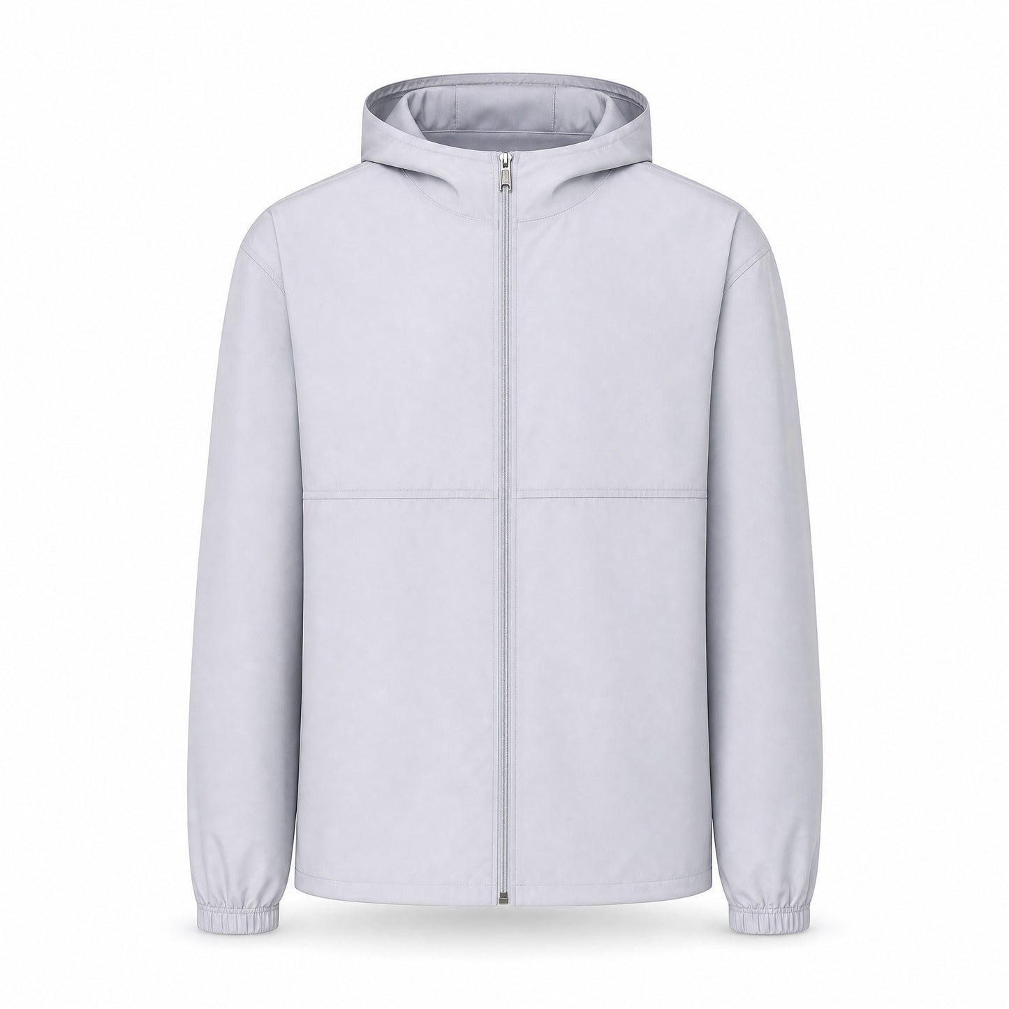 Custom Full Zip Windbreaker Jacket in Pale Silver | Merchcraft