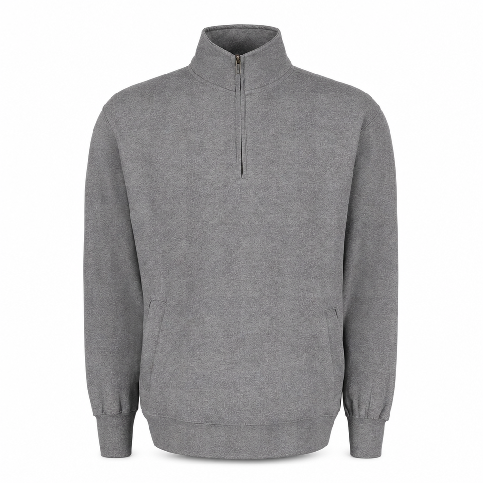 Merchcraft Custom Classic Fleece Quarter Zip – Graphite – front view, premium ecommerce product photo