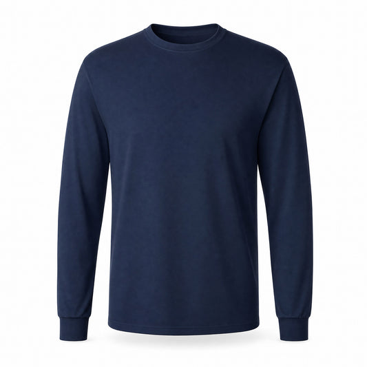 Custom Classic Long Sleeve T-Shirt in Navy | Merchcraft