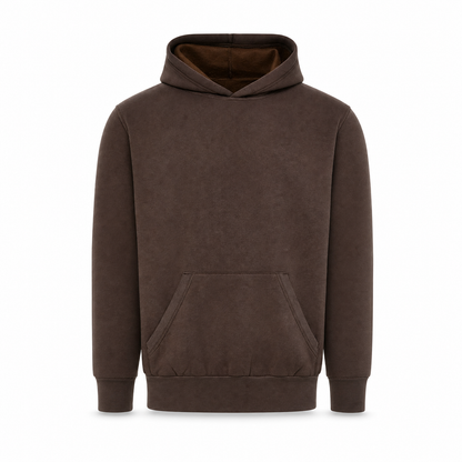 Merchcraft Vintage Fleece Hoodie Sweater – Cocoa – front view, premium ecommerce product photo