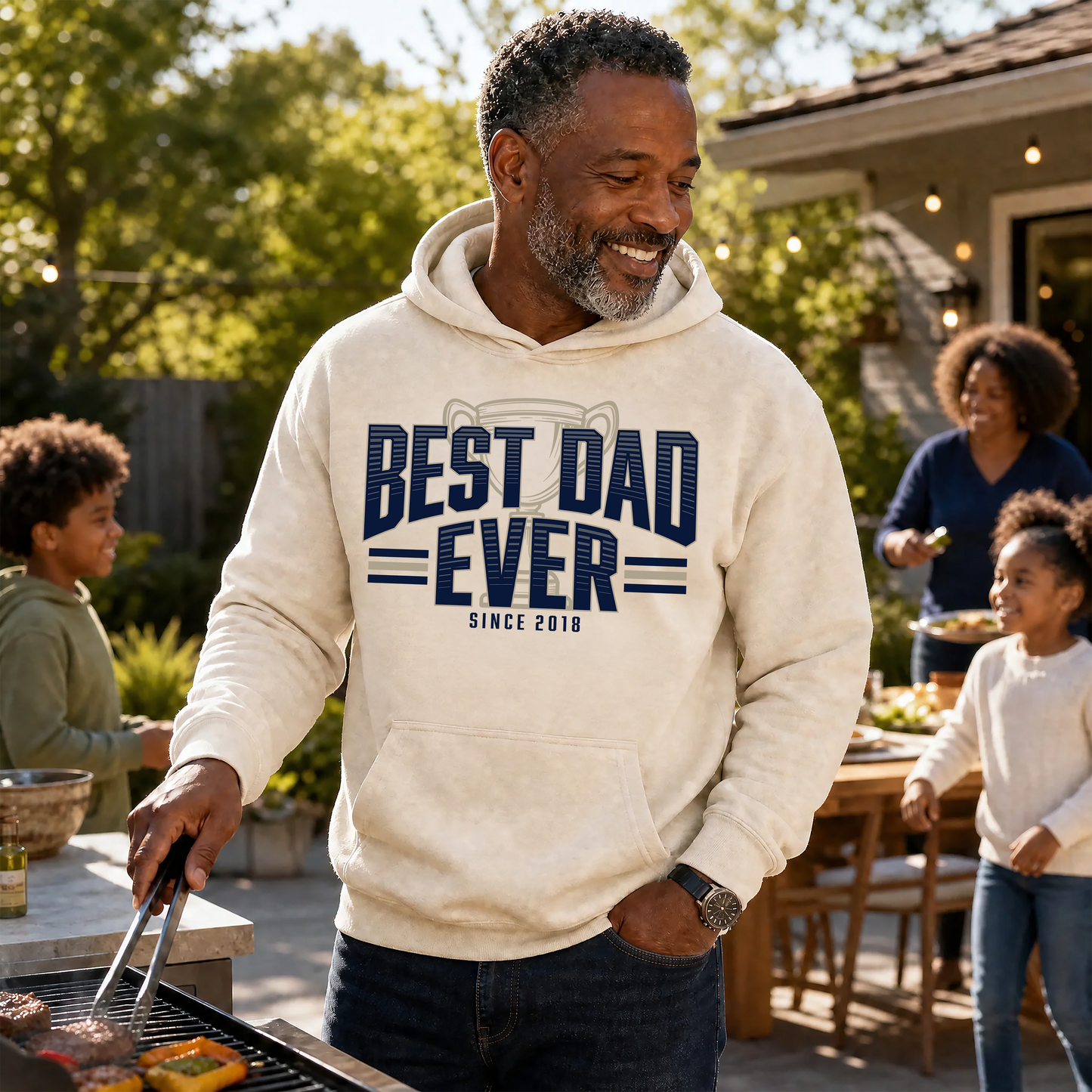 Hoodie for Dad — "Best Dad" Print | Customize Year | Classic Fleece | Father's Day Gift