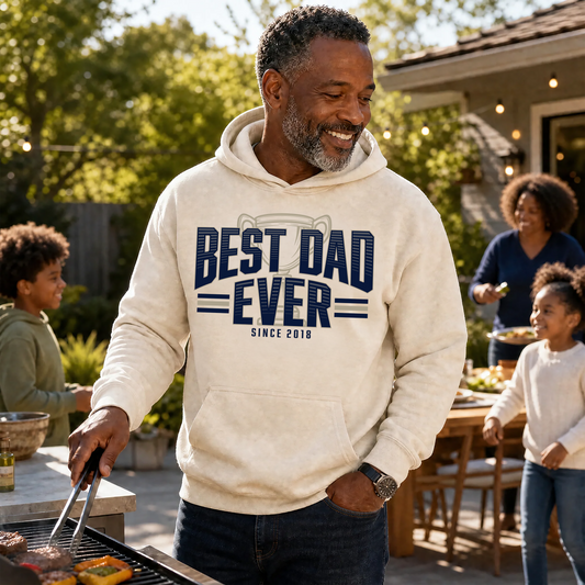 Hoodie for Dad — "Best Dad" Print | Customize Year | Classic Fleece | Father's Day Gift