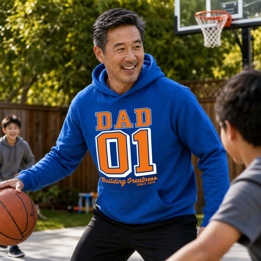 Custom Hoodie for Dad — "Dad 01" Basketball Print | Classic Fleece | Father's Day Gift