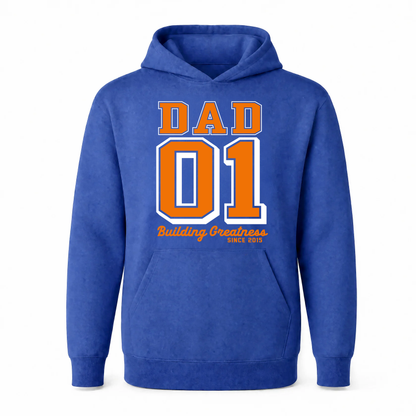 Custom Hoodie for Dad — "Dad 01" Basketball Print | Classic Fleece