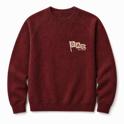 Father's Day Crewneck for Dad — "Dad" Pennant Design | Customize Year | Vintage Fleece