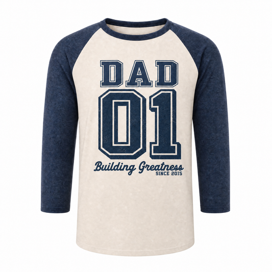 Father's Day Gift "Dad 01" Print | Custom Classic Baseball Three-Quarter Sleeve T-Shirt