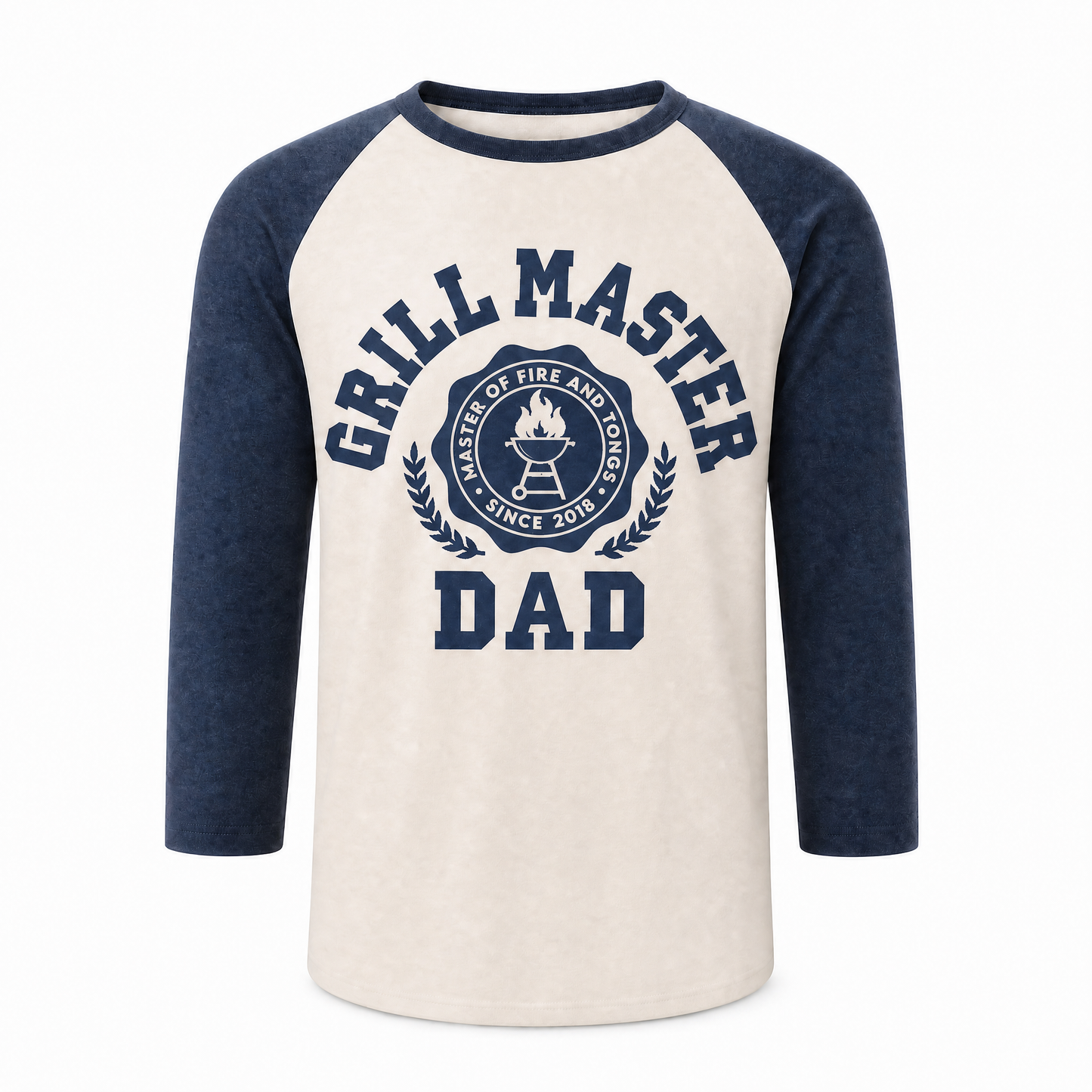 Father's Day Gift "Grill Master" Seal Print | Classic Baseball Three-Quarter Sleeve T-Shirt