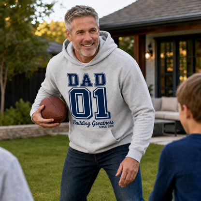 Custom Hoodie for Dad — "Dad 01" Dallas Football Print | Customize Year | Classic Fleece | Father's Day Gift