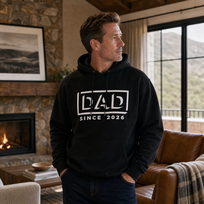 Custom Hoodie for Dad — "Dad" Print | Customize Year | Classic Fleece | Father's Day Gift