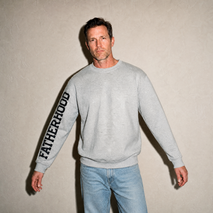 Father's Day Crewneck for Dad — "Fatherhood" Sleeve Print | Vintage Fleece
