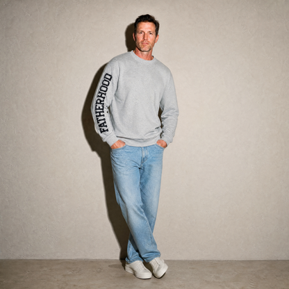 Father's Day Crewneck for Dad — "Fatherhood" Sleeve Print | Vintage Fleece